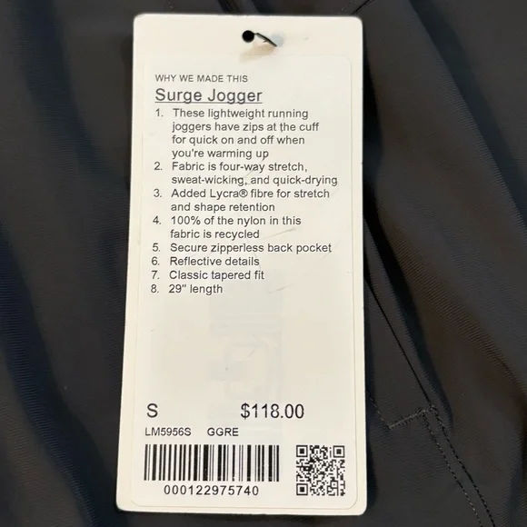 Lululemon Dark Gray Surge Jogger Athletic Pants Size Small NWT - Picture 9 of 16